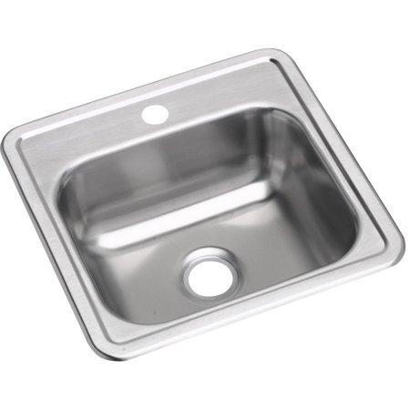 Elkay D11515 Dayton 15" Drop in Single Basin Stainless Steel Kitchen Sink 1 Faucet Hole Sinks Kitchen Sinks Stainless Steel