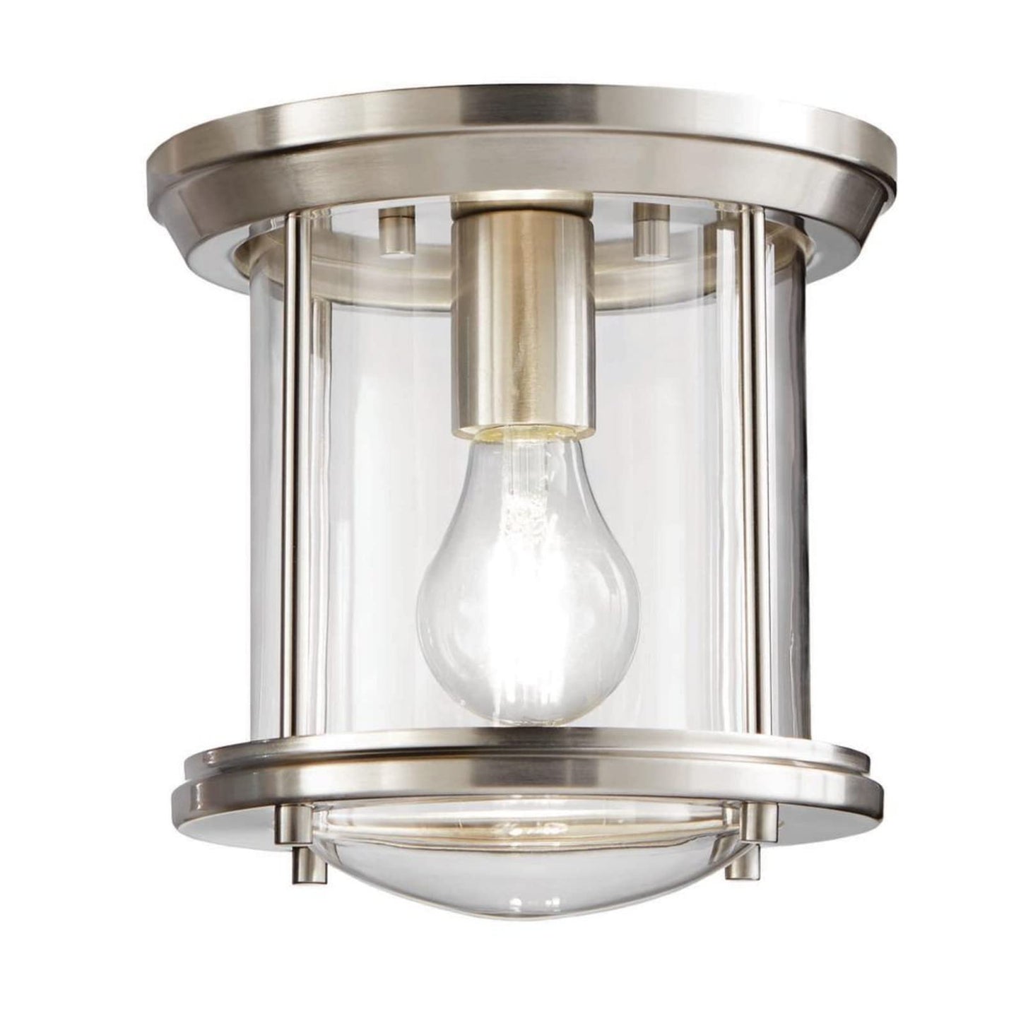 Home Decorators Melrose Park 8 in. 1-Light Brushed Nickel Flush Mount