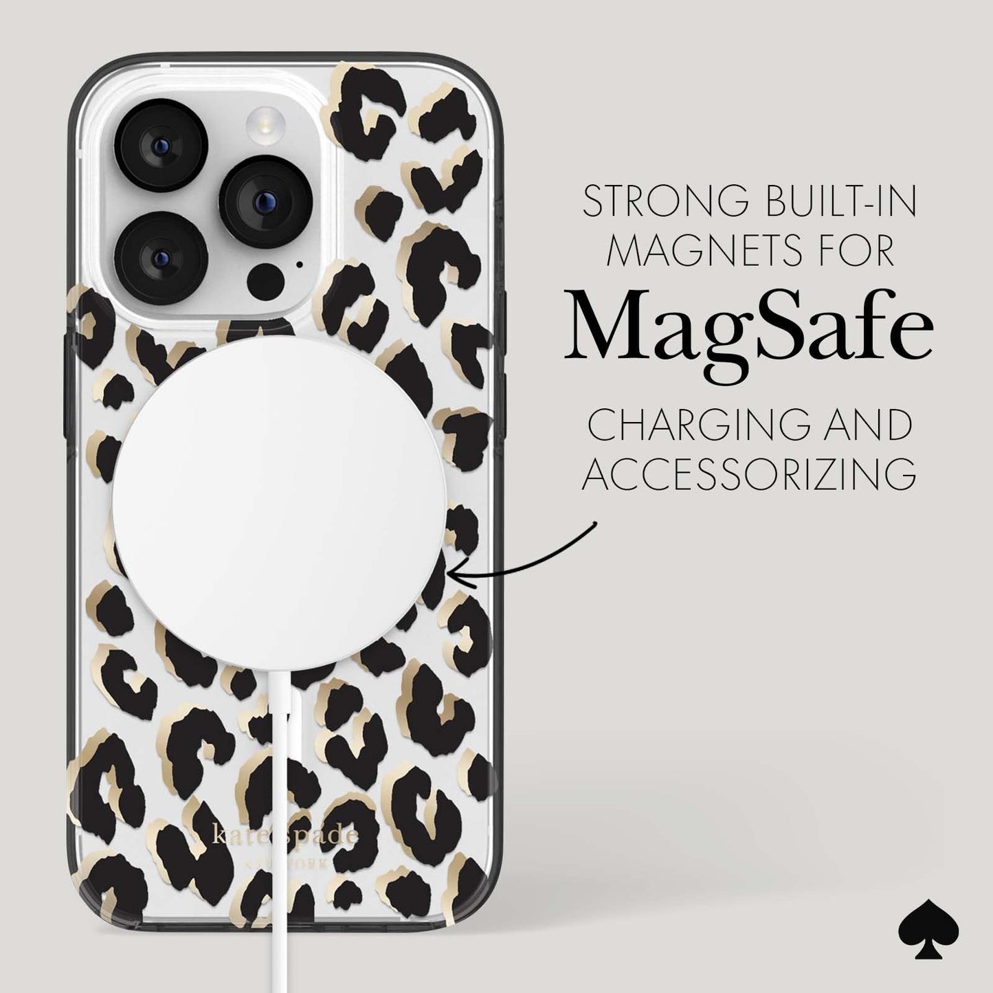 kate spade new york iPhone 14 Pro Case, Compatible with MagSafe - City Leopard Black