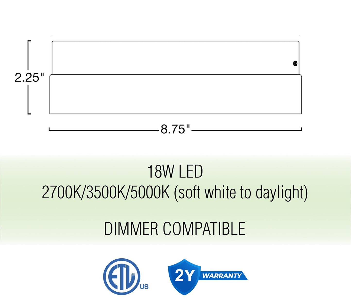 Kira Home Luna 9" Modern Flush Mount Ceiling Light, Integrated 18W LED (180W eq.), Frosted Glass Shade Diffuser, Built-in Switch w/Ranging Color Temperatures (2700K-5000K), Black Finish