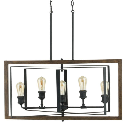 Home Decorators Collection Palermo Grove Collection 5-Light Black Gilded Iron Linear Chandelier