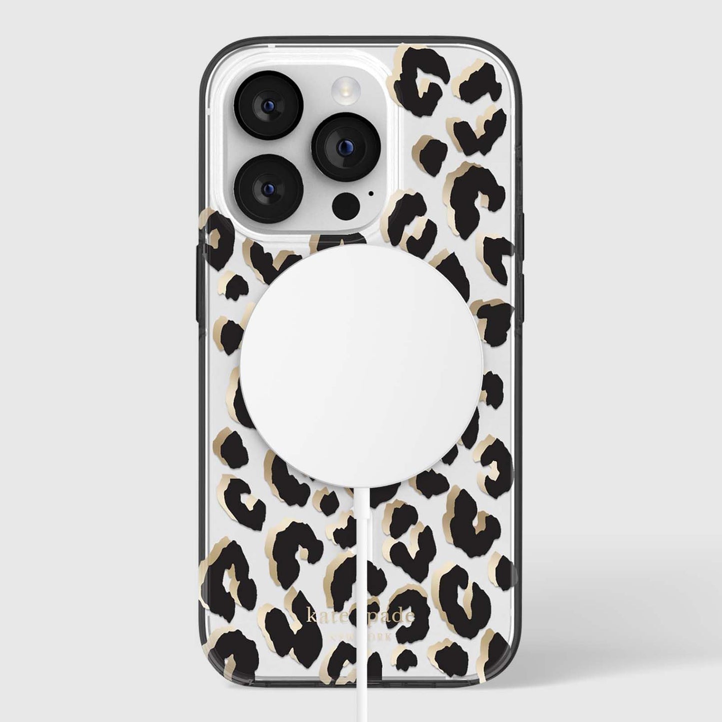 kate spade new york iPhone 14 Pro Case, Compatible with MagSafe - City Leopard Black