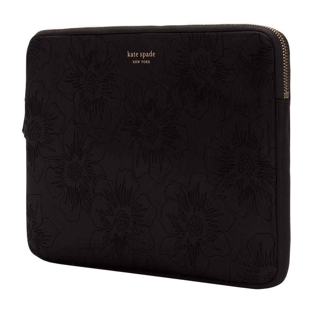 kate spade new york Slim Sleeve for 13" - Reverse Hollyhock Matte/Shiny Black/Gold Zipper/Gold Printed Logo