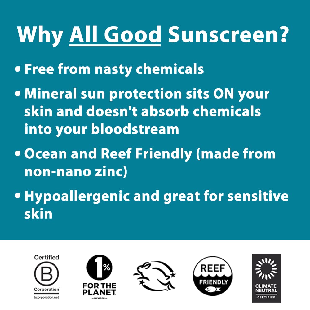 All Good Facial Mineral Sunscreen Lotion SPF 30 | Daily Moisturizer, Nourishing Botanicals, Hyaluronic Acid, Green Tea, Aloe, Calendula, Raspberry Seed Oil | Free From Nasty Chemicals (1.7oz)