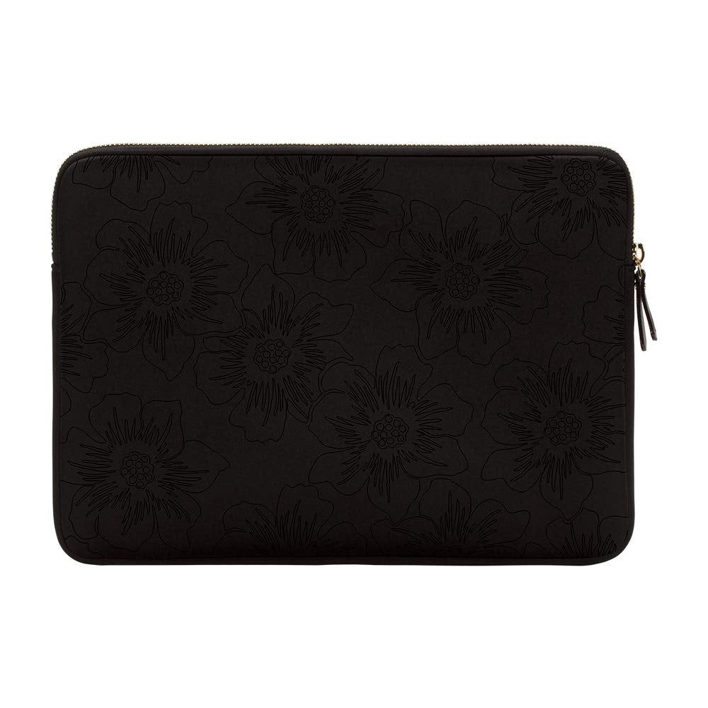 kate spade new york Slim Sleeve for 13" - Reverse Hollyhock Matte/Shiny Black/Gold Zipper/Gold Printed Logo