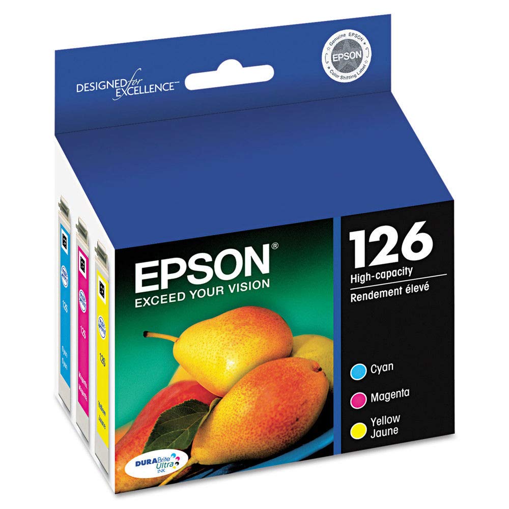 Epson T126520 T126520 (126) Durabrite Ultra High-Yield Ink, Cyan/magenta/yellow, 3/pk