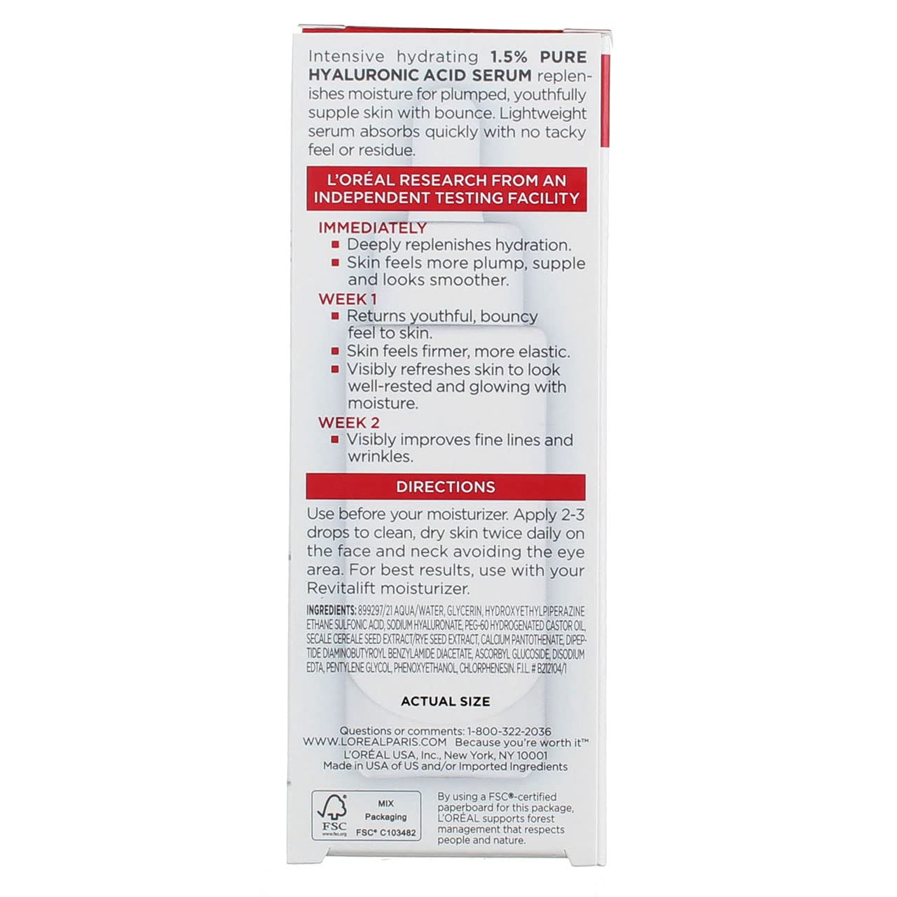 L'Oreal Paris RevitaLift Anti-Wrinkle Serum, 1 fl oz (2 pack) (Bundle)