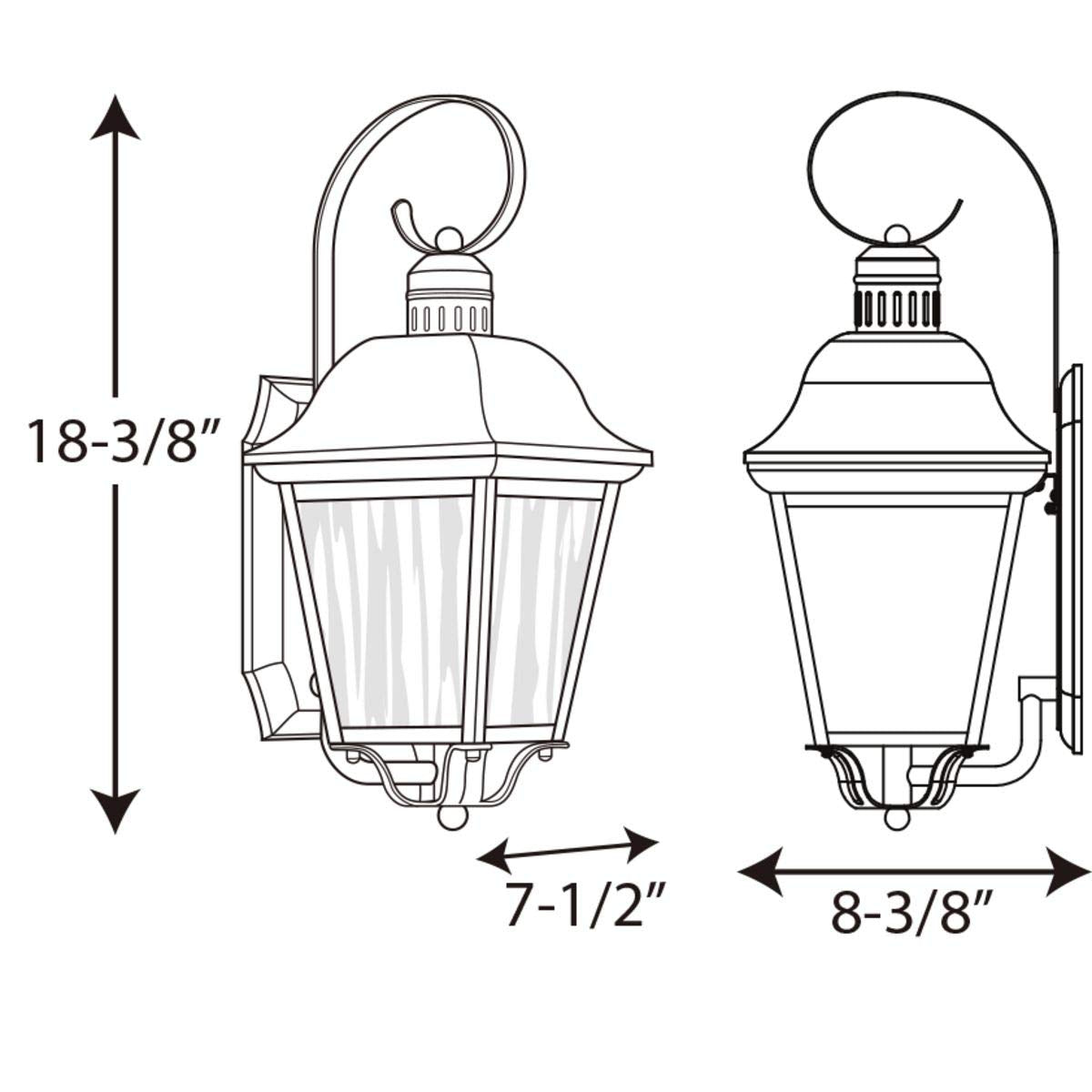 Progress Lighting Andover Collection 1-Light Clear Water Seeded Glass Modern Farmhouse Outdoor Medium Wall Lantern Light Textured Black