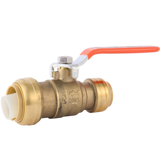 SharkBite 1 Inch x 3/4 Inch Ball Valve, Push to Connect Brass Plumbing Fitting, Water Shut Off, PEX Pipe, Copper, CPVC, PE-RT, HDPE, 22993LF