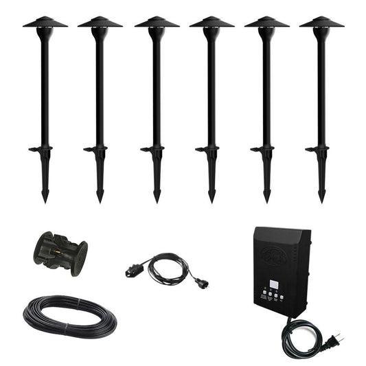 Hampton Bay Low-Voltage Integrated LED Outdoor Black Landscape Path Light Kit (6-Pack)