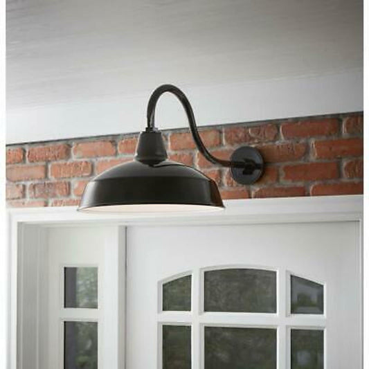 Hampton Bay Lighting 1-Light Black Outdoor Barn Wall Lantern Sconce(KHC1691A-3)