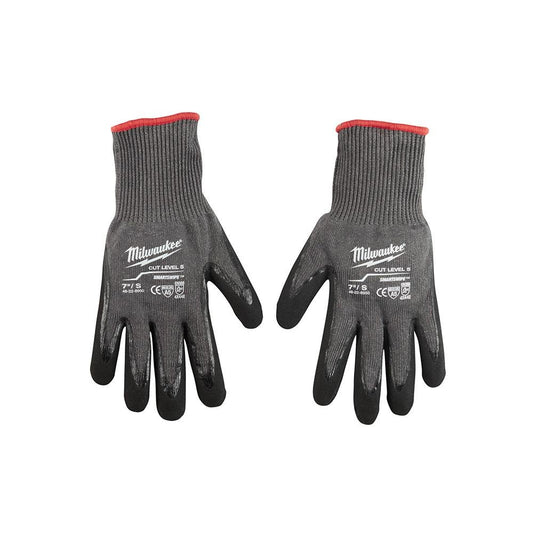 Milwaukee Cut 5 Dipped Gloves - XL, Red & Gray