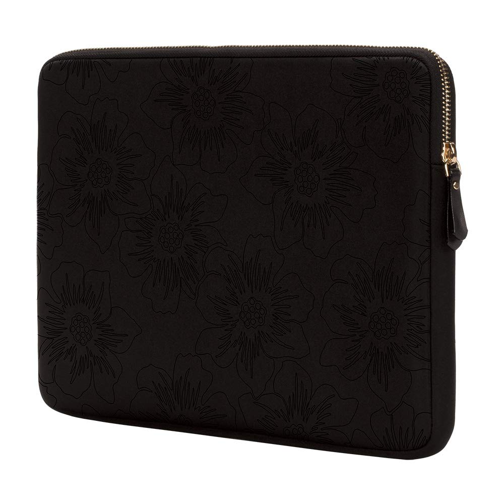 kate spade new york Slim Sleeve for 13" - Reverse Hollyhock Matte/Shiny Black/Gold Zipper/Gold Printed Logo