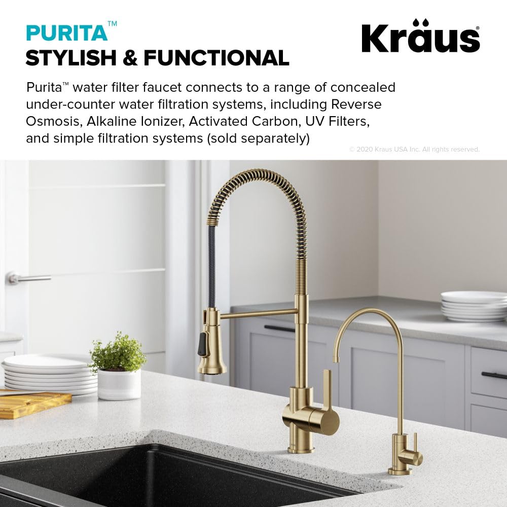 KRAUS Purita 100% Lead-Free Kitchen Water Filter Faucet in Brushed Gold, FF-100BG (Finish may slightly vary)