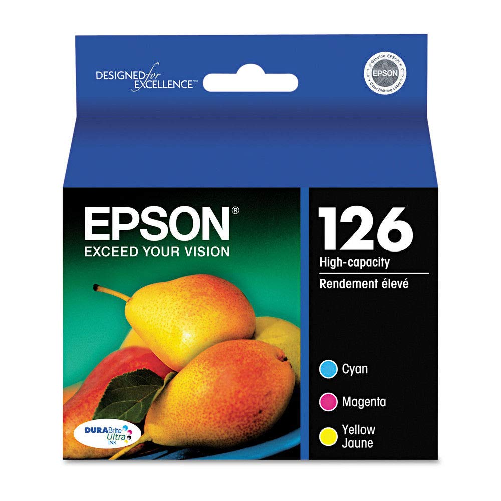 Epson T126520 T126520 (126) Durabrite Ultra High-Yield Ink, Cyan/magenta/yellow, 3/pk