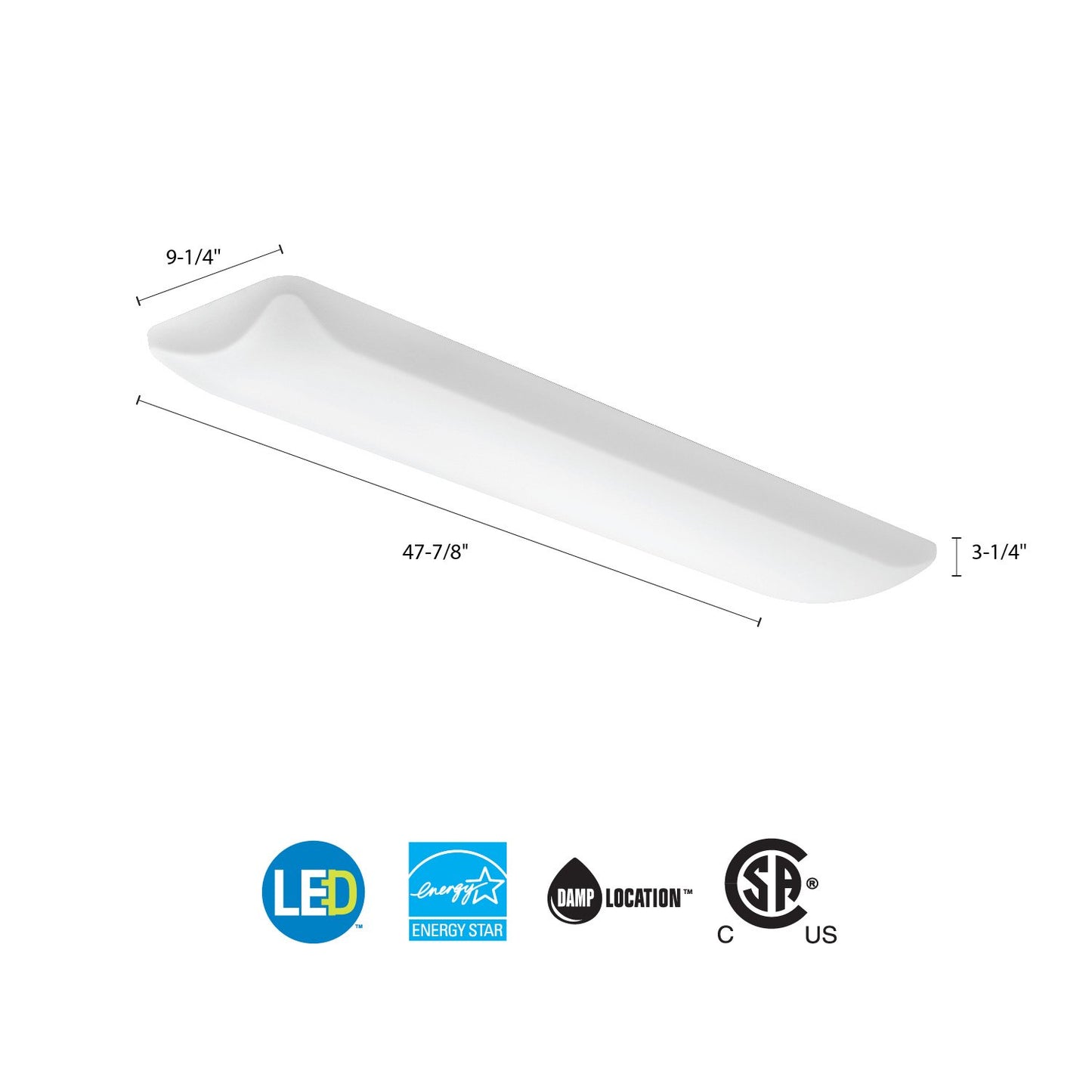 Lithonia Lighting FMLL 9 30840 4-Foot 4000K LED Low Profile Lightpuff with White Acrylic Diffuser, 3074 Lumens, 120 Volts, 35 Watts, Damp Listed, White