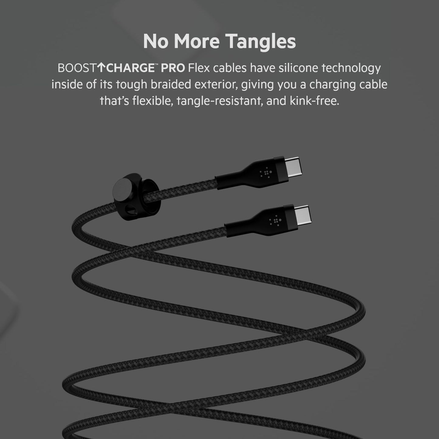 Belkin BoostCharge Pro Flex Braided USB-C to USB-C Cable (3M/10FT), USB-IF Certified Power Delivery PD Fast Charging Cable for iPhone 16 Series, MacBook Pro, iPad Pro, Galaxy S23, S22, & More - Black