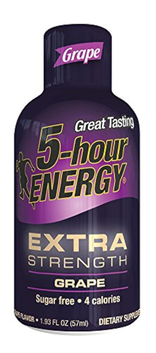 5 Hour Energy Drink Shot, Extra Strength Grape, 1.93 Fl Oz (Pack of 6)