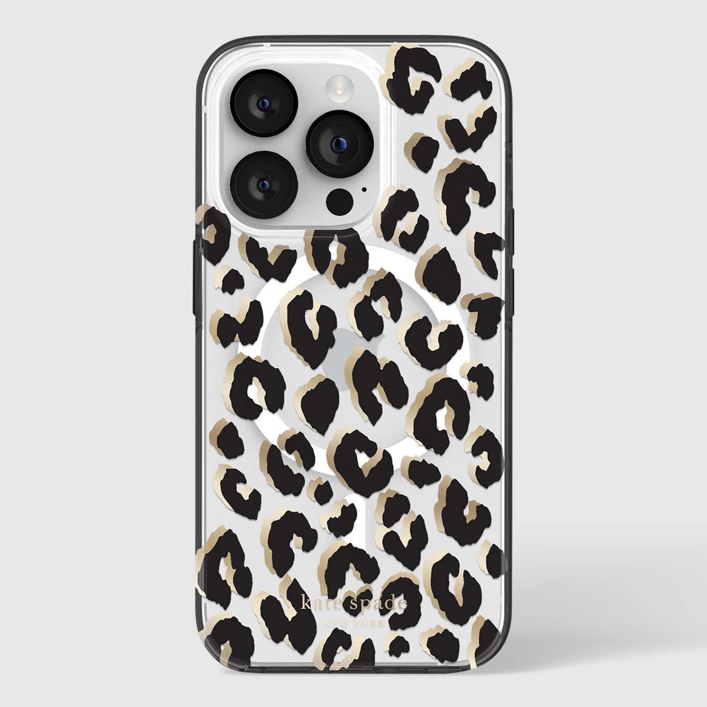 kate spade new york iPhone 14 Pro Case, Compatible with MagSafe - City Leopard Black