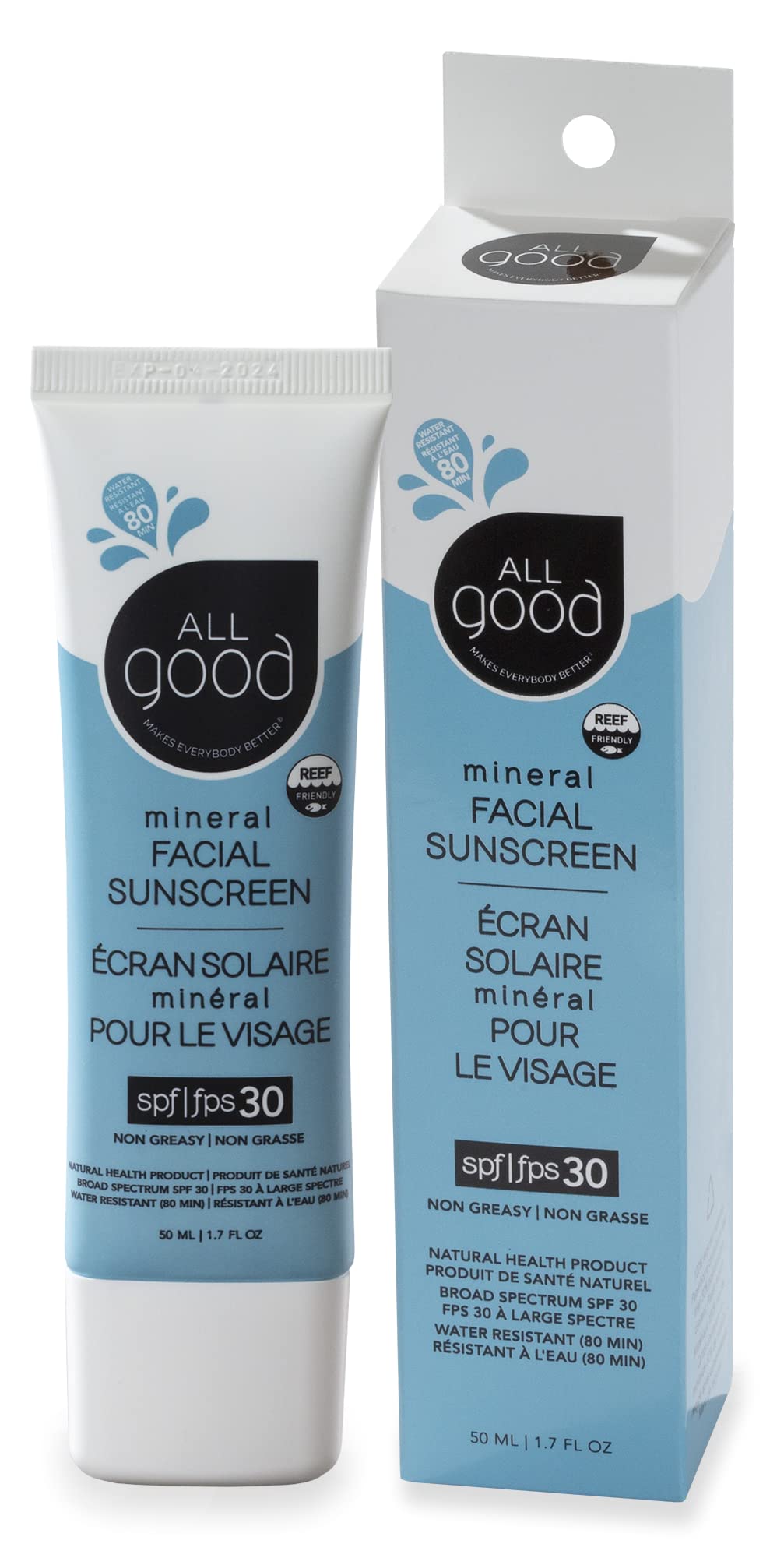 All Good Facial Mineral Sunscreen Lotion SPF 30 | Daily Moisturizer, Nourishing Botanicals, Hyaluronic Acid, Green Tea, Aloe, Calendula, Raspberry Seed Oil | Free From Nasty Chemicals (1.7oz)