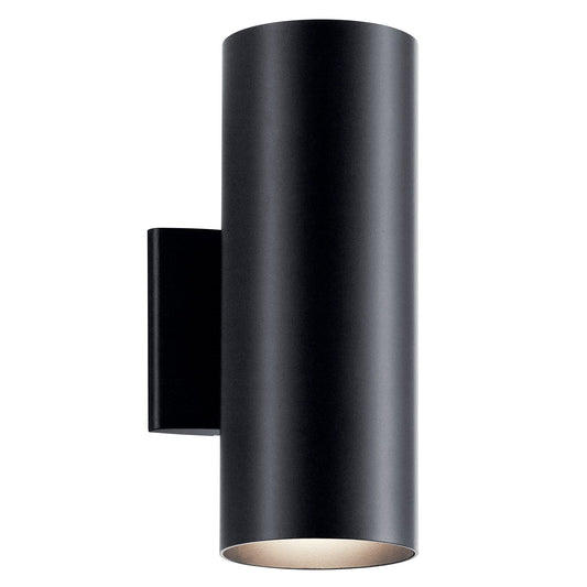 Kichler Cylinders 12" Outdoor Wall Sconce in Black, 2-Light Exterior Wall Light, Cylinder Fixture, (12" H x 5" W) , 9244BK