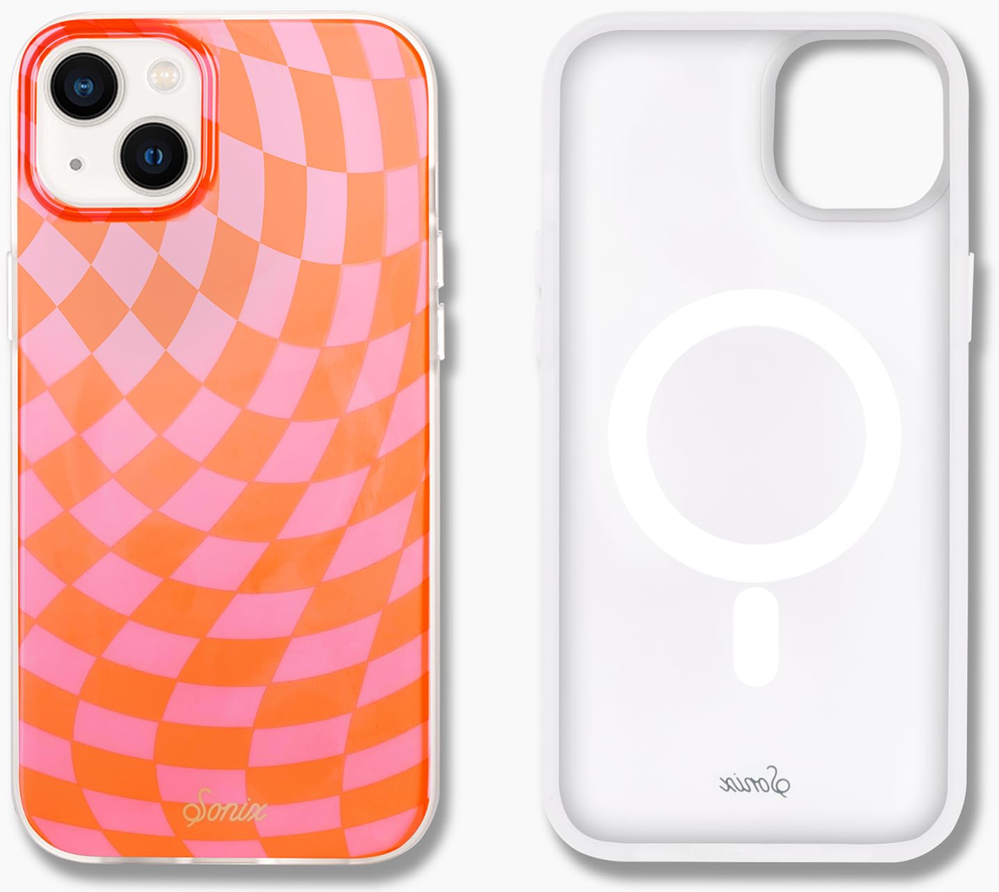 Sonix Case for iPhone 15 Plus, iPhone 14 Plus | Compatible with MagSafe | 10ft Drop Tested | Checkered | Checkmate Pink