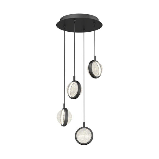 Artika Avalon 22-Watt 4 Light Black Modern 3 CCT Integrated LED Pendant Light Fixture for Dining Room or Kitchen