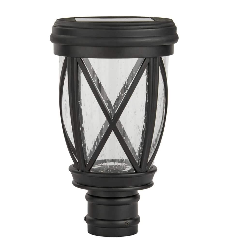 Hampton Bay Ravencrest 120 Lumens Black Solar Post Lantern