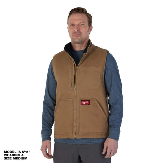 Milwaukee 801BR-XL Men S Heavy-Duty Sherpa-Lined Vest with 5-Pockets  XL Brown