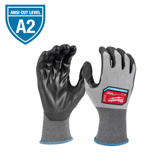 Milwaukee Medium High Dexterity Cut 2 Resistant Polyurethane Dipped Work Gloves (2-Pack), Gray