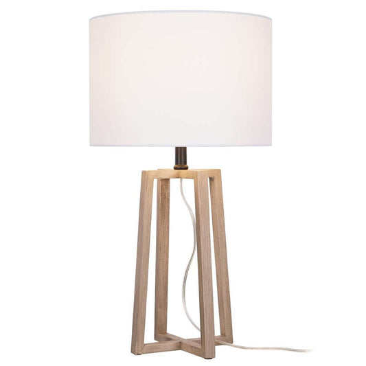 Hampton Bay Woodbine 23.5 in. Walnut Wood Table Lamp