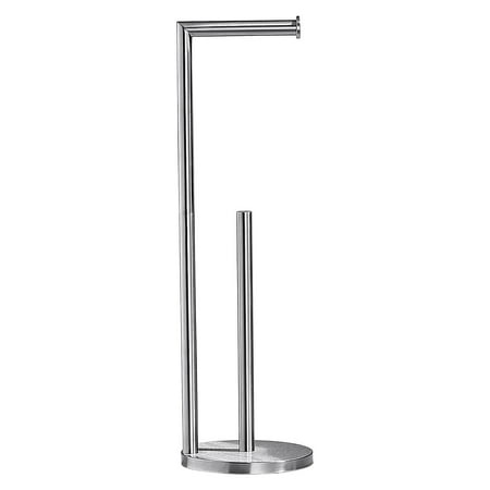 Bathroom Toilet Paper Holder Freestanding with Reserve Storage 3-4 Toilet Paper Rolls  Double Rod in Brushed Nickel