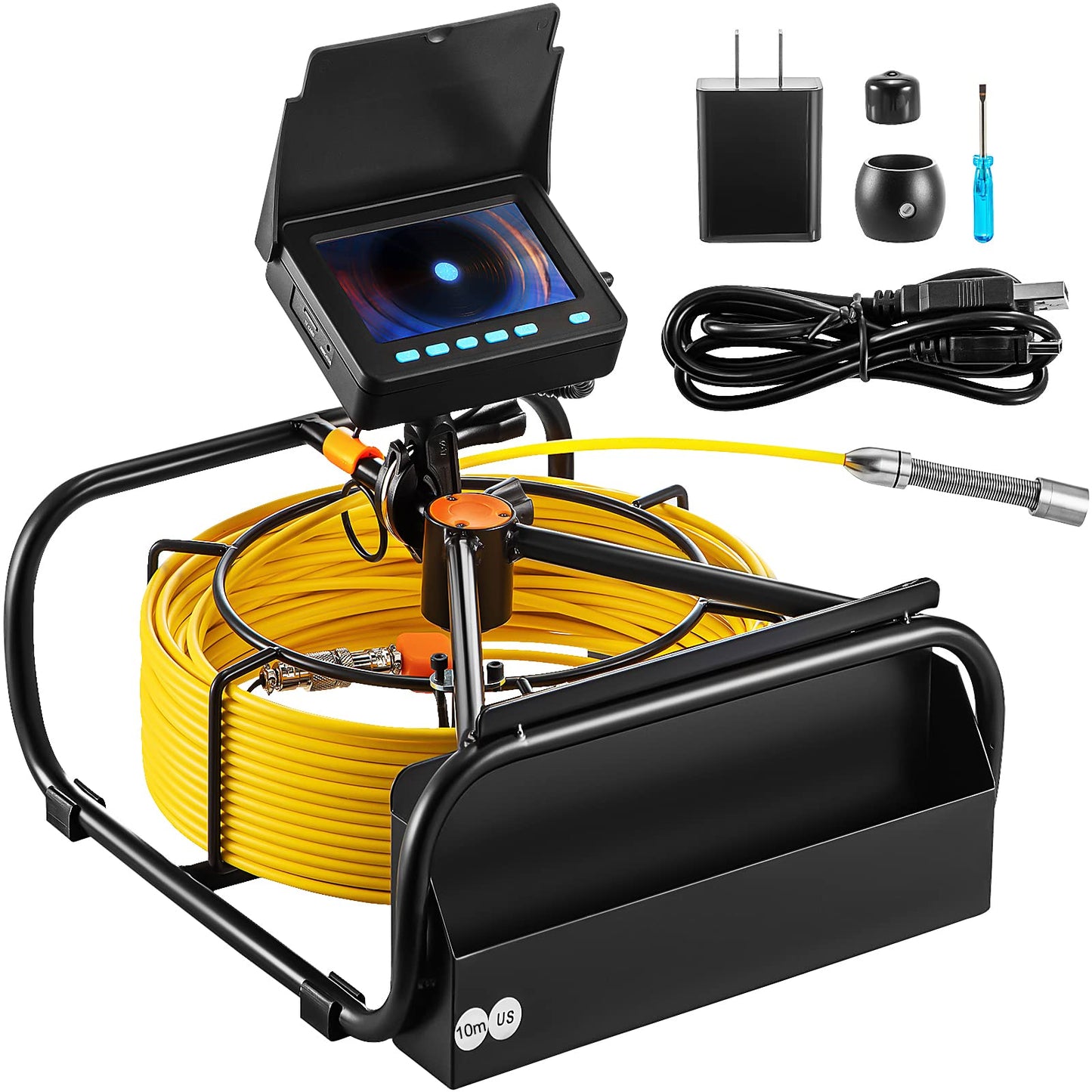 VEVOR Sewer Camera, 32.8FT Snake Cam with DVR Video, Pipe Inspection Equipment 4.3 inch LCD Screen, Industrial Borescope Endoscope Waterproof IP68 with LED Lights, for Duct HAVC Drain Pipe Plumbing