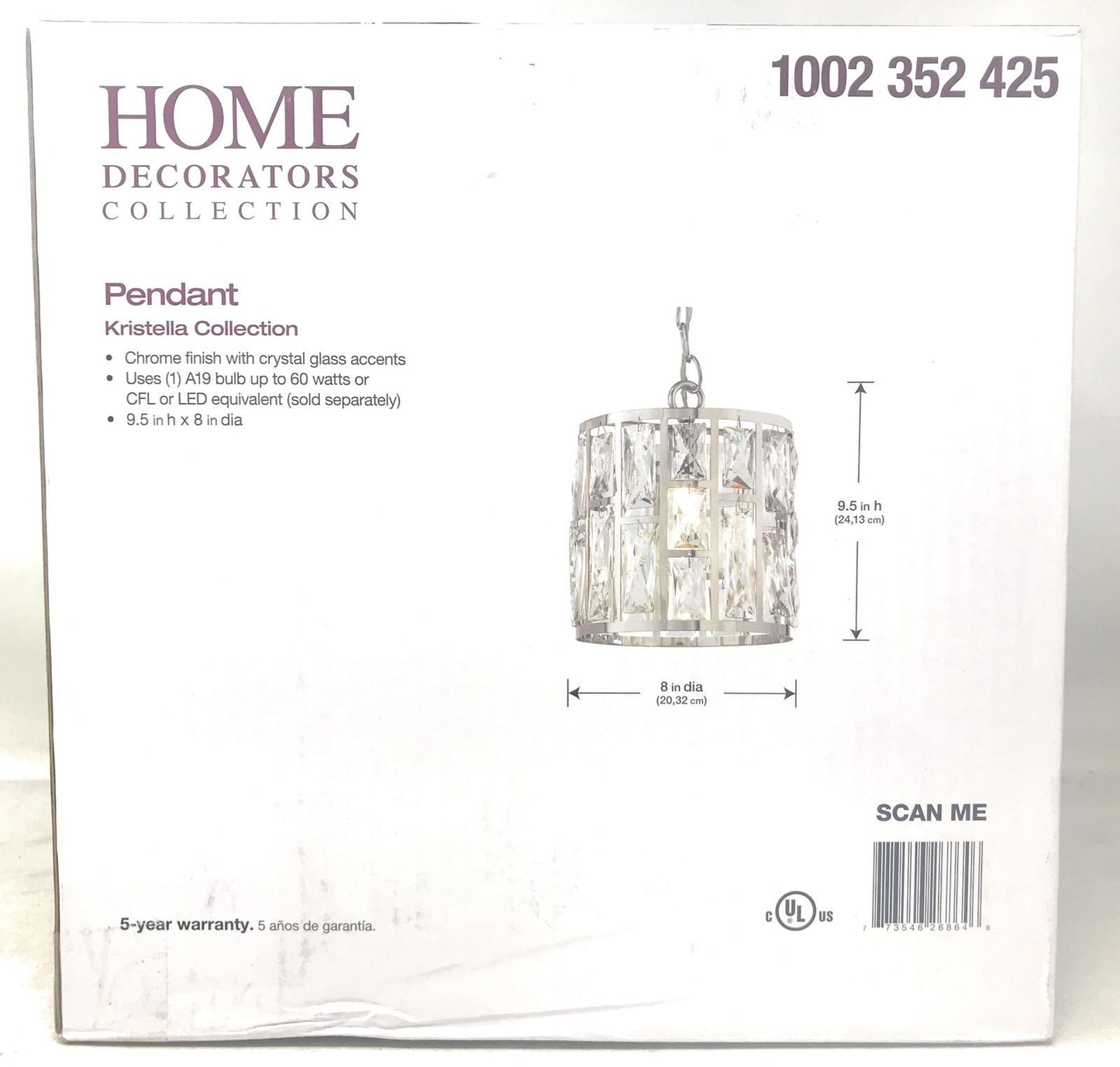 Home Decorator Collection Pendant Chandelier Chrome Finish Kristella Collection Crystal Glass Accents