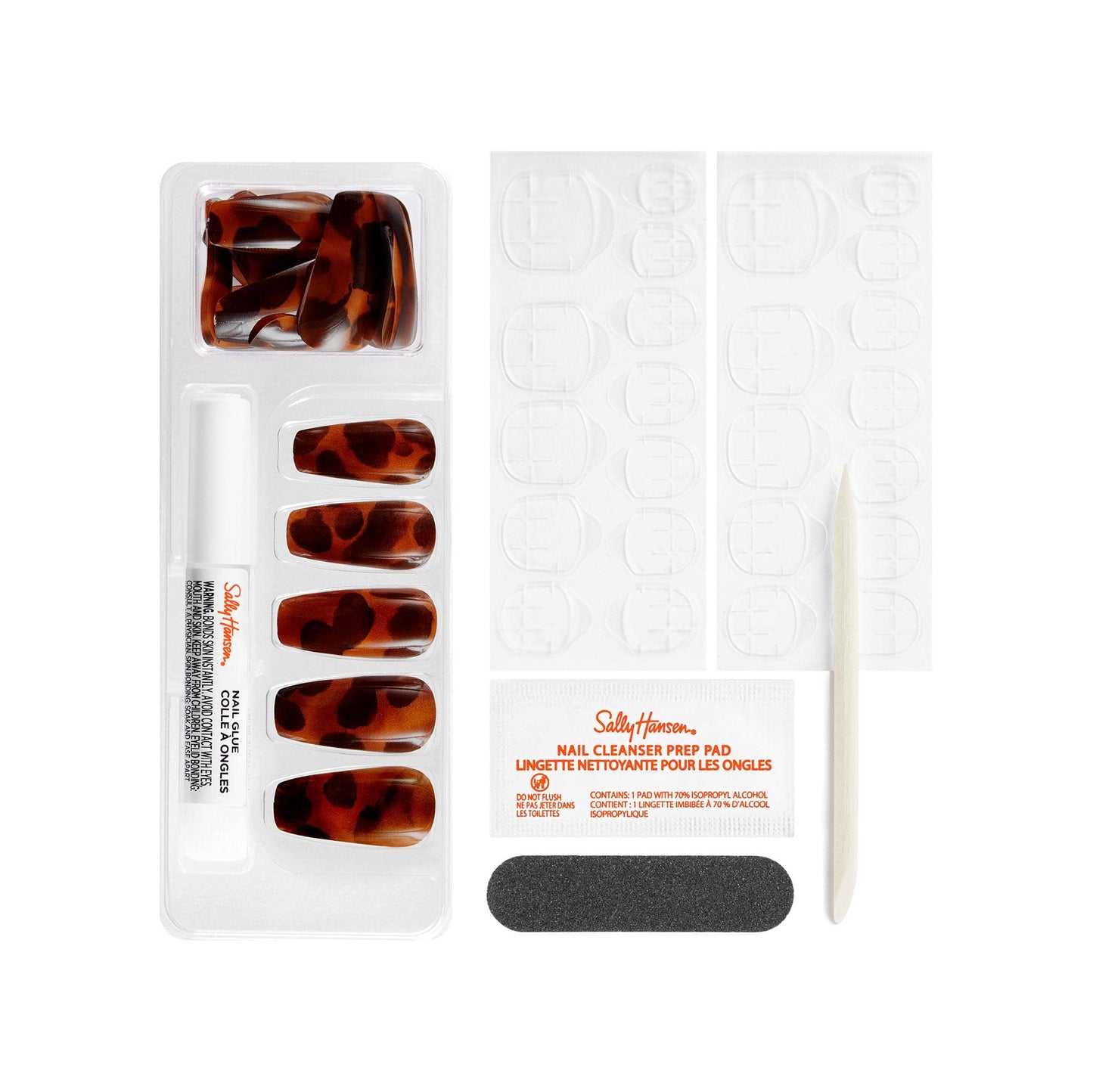 2365 Sally Hansen Salon Effects® Perfect Manicure, What The Shell, Press On Nails, Coffin Shaped, Non-Damaging Adhesive Tabs, File, and Alcohol Pad Included