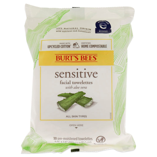 Burt's Bees Facial Cleansing Towelettes for Sensitive Skin- 30 Count