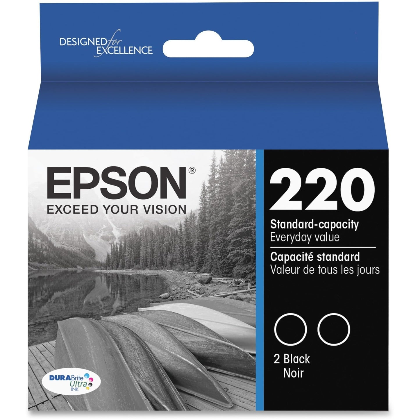 EPSON 220 DURABrite Ultra Ink Standard Capacity Black Dual Cartridge Pack (T220120-D2) Works with WorkForce WF-2630, WF-2650, WF-2660, WF-2750, WF-2760, Expression XP-320, XP-420, XP-424