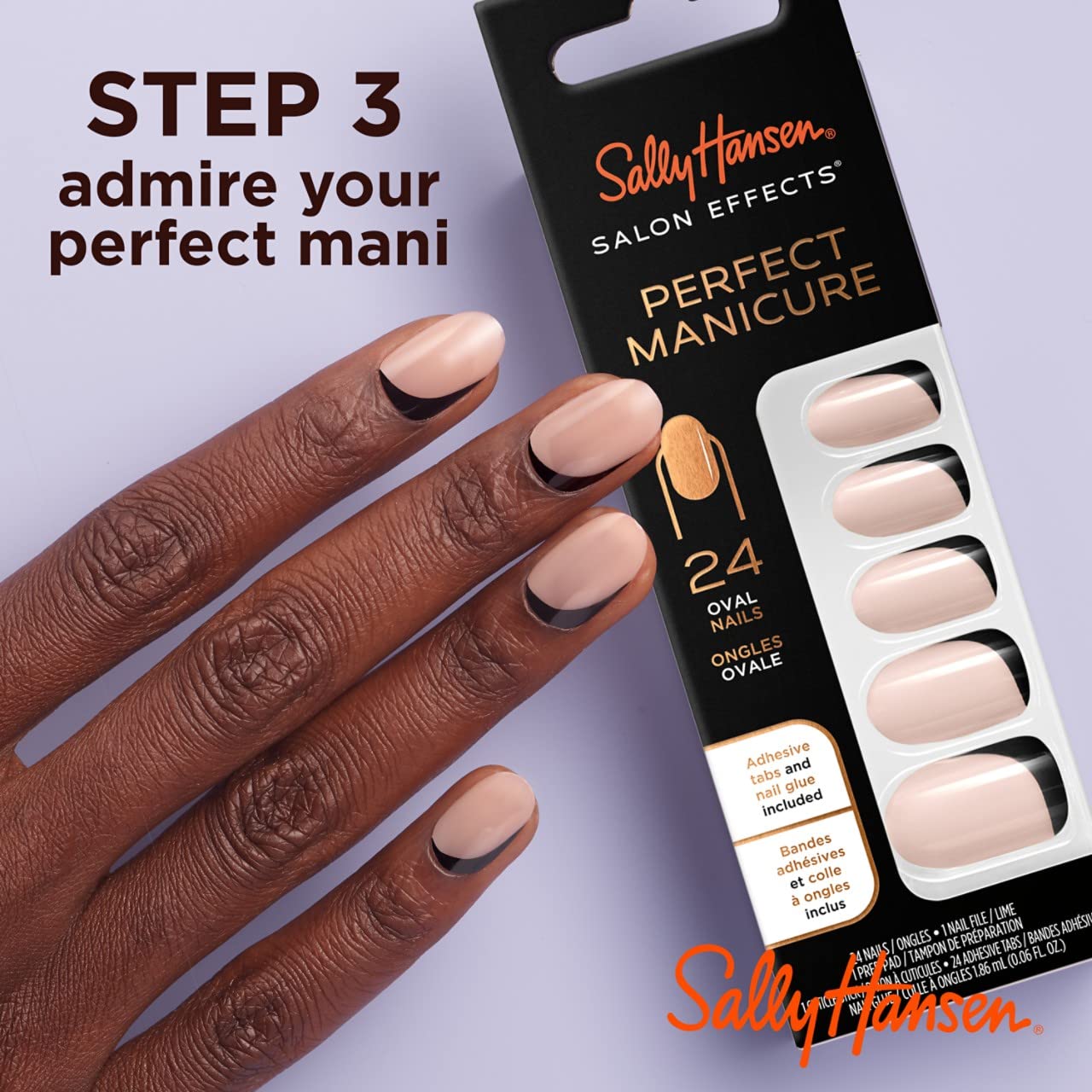 2365 Sally Hansen Salon Effects® Perfect Manicure, What The Shell, Press On Nails, Coffin Shaped, Non-Damaging Adhesive Tabs, File, and Alcohol Pad Included