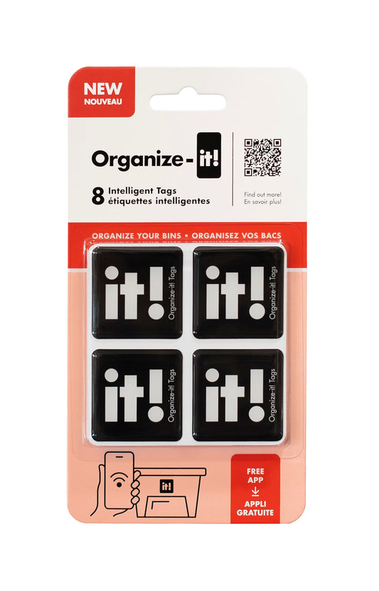 NFC Code Smart Labels | Scannable Weatherproof Tags for Storage Bins, Containers & Organization | Free APP for Tracking Inventory on iOS/Android | Free Unlimited Cloud-Based-Family Sharing | Pack of 8