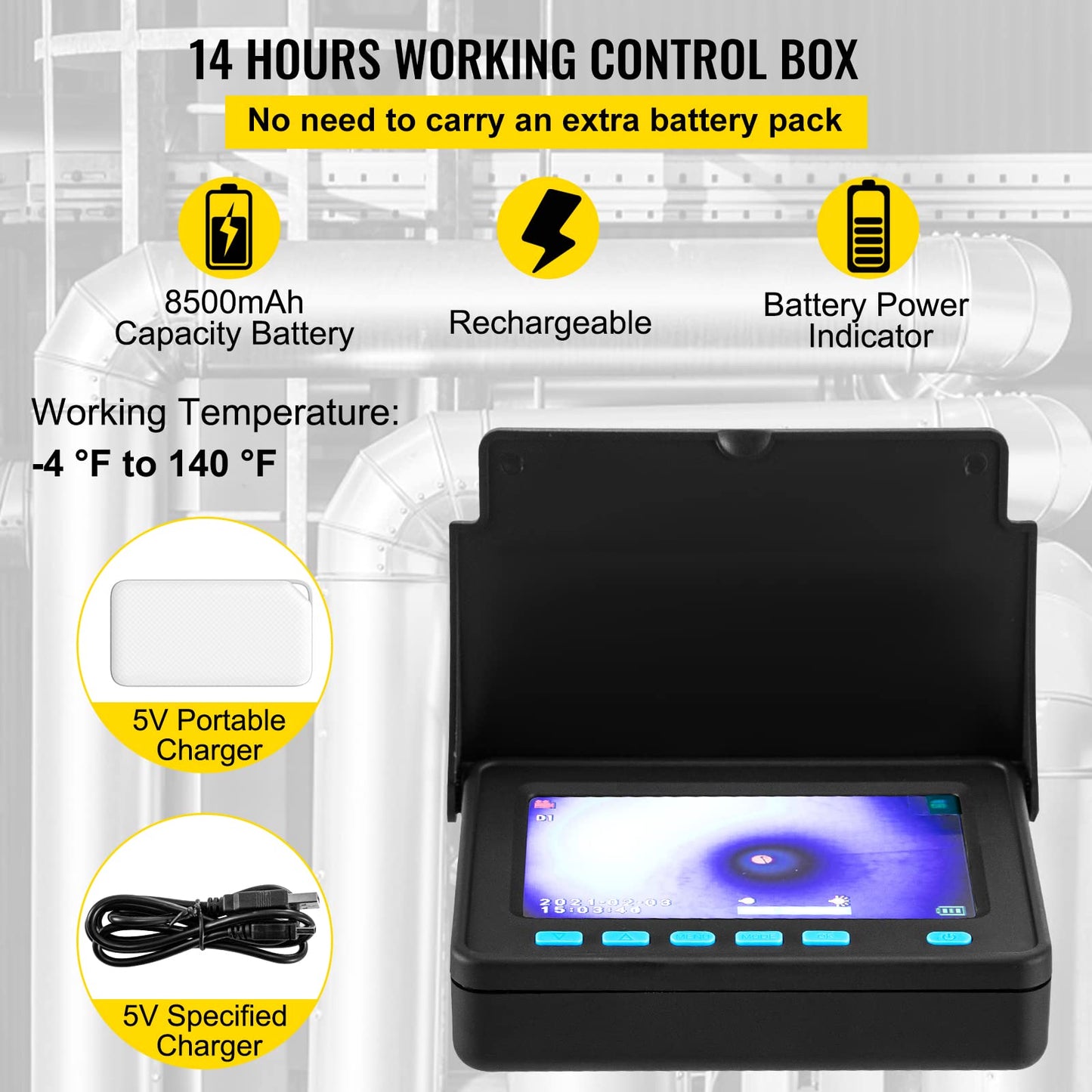 VEVOR Sewer Camera, 32.8FT Snake Cam with DVR Video, Pipe Inspection Equipment 4.3 inch LCD Screen, Industrial Borescope Endoscope Waterproof IP68 with LED Lights, for Duct HAVC Drain Pipe Plumbing