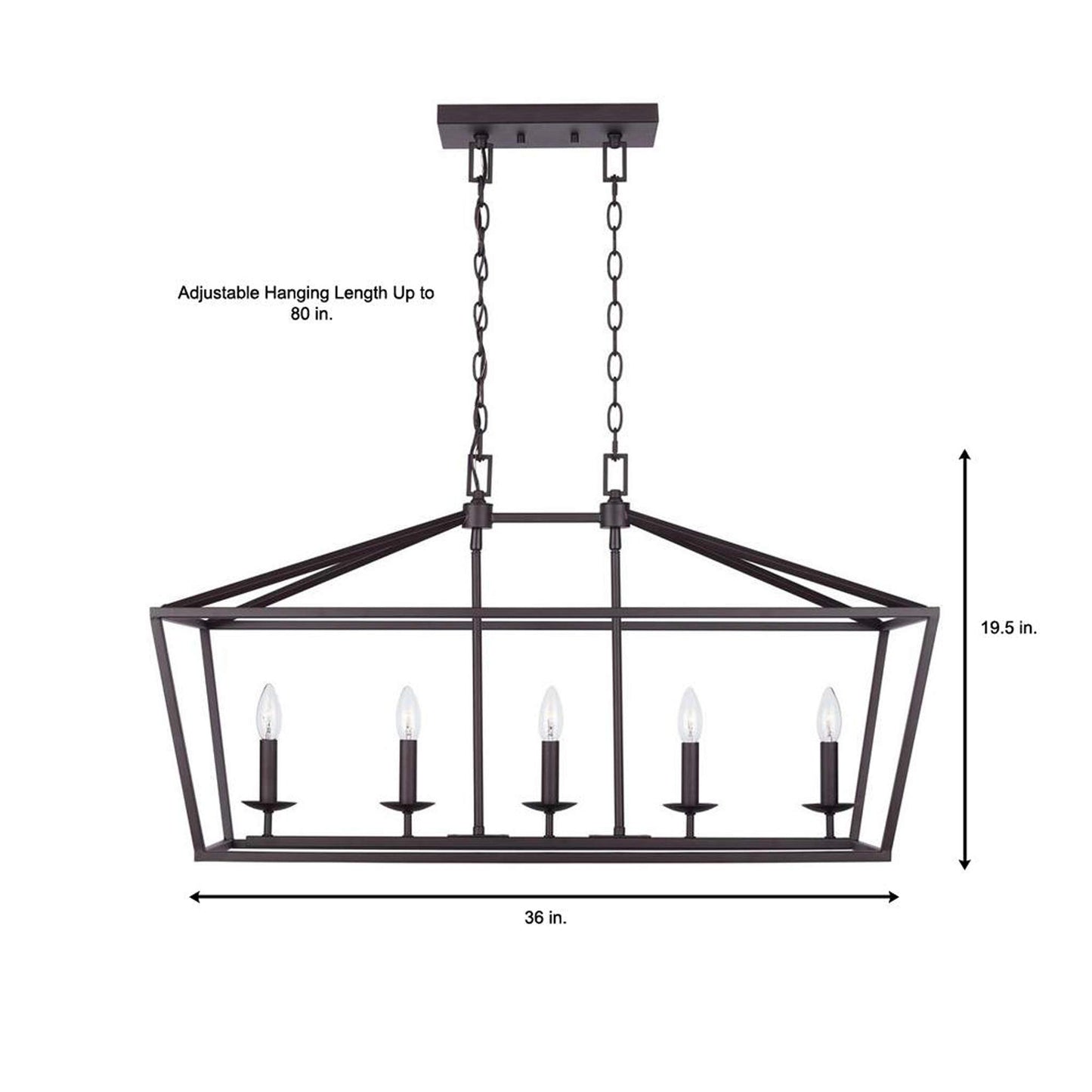 Weyburn 5-Light Bronze Caged Island Chandelier