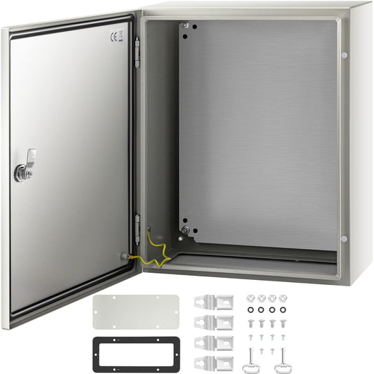 VEVOR NEMA Steel Enclosure, 20 x 16 x 8'' NEMA 4X Steel Electrical Box, IP66 Waterproof & Dustproof, Outdoor/Indoor Electrical Junction Box, with Mounting Plate