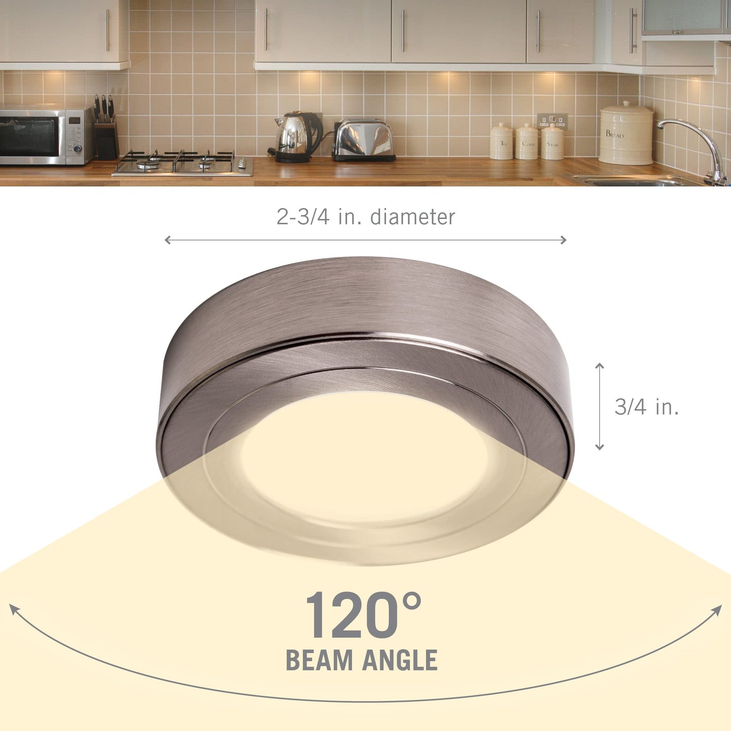 Armacost Lighting PureVue Dimmable LED Undercabinet Puck Light, RGB+W, White 263412