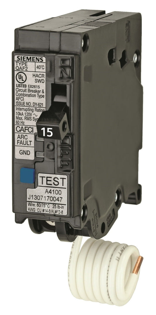 Siemens QA115AFCP 15-Amp Single Pole 120-volt Plug On Combination AFCI Breaker