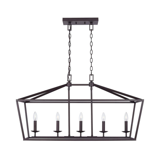 Weyburn 5-Light Bronze Caged Island Chandelier