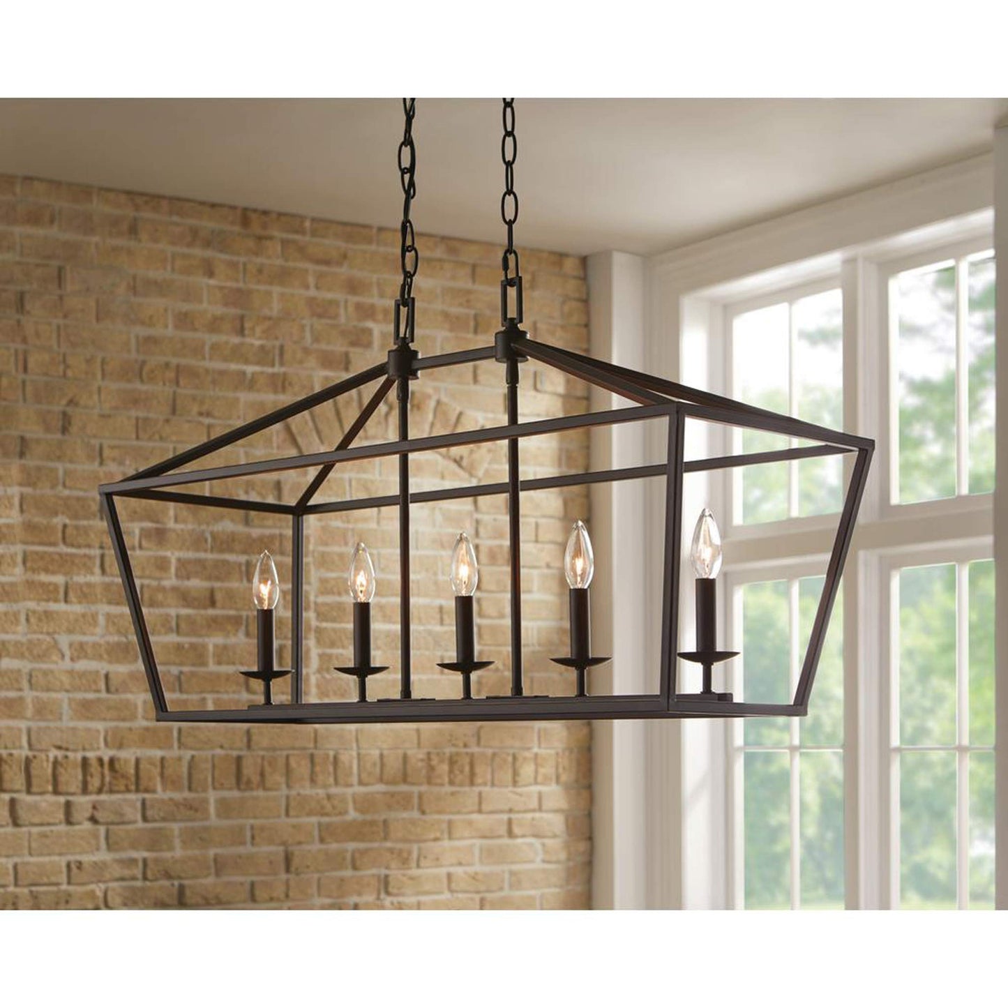 Weyburn 5-Light Bronze Caged Island Chandelier