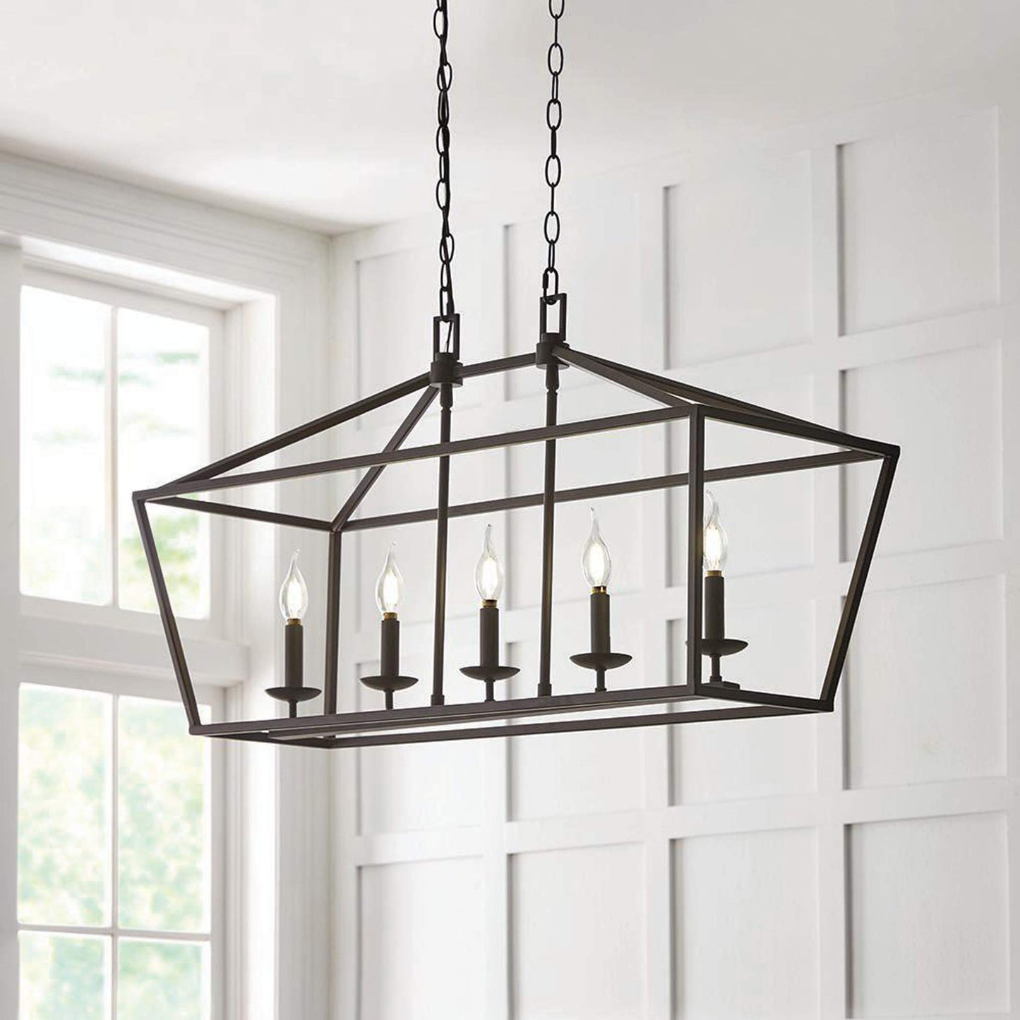 Weyburn 5-Light Bronze Caged Island Chandelier