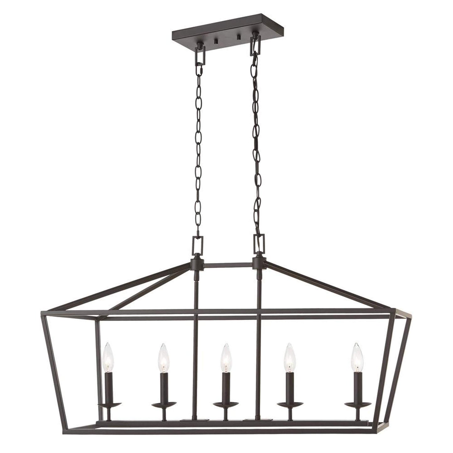 Weyburn 5-Light Bronze Caged Island Chandelier