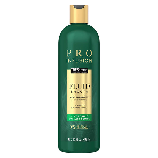 TRESemmé Cruelty-Free Pro Infusion Fluid Smooth Sulfate-Free Shampoo For Silky & Supple Hair Infused With Natural Coconut Droplets + Plant-Based Salon Protein + Niacinimide 16.5oz
