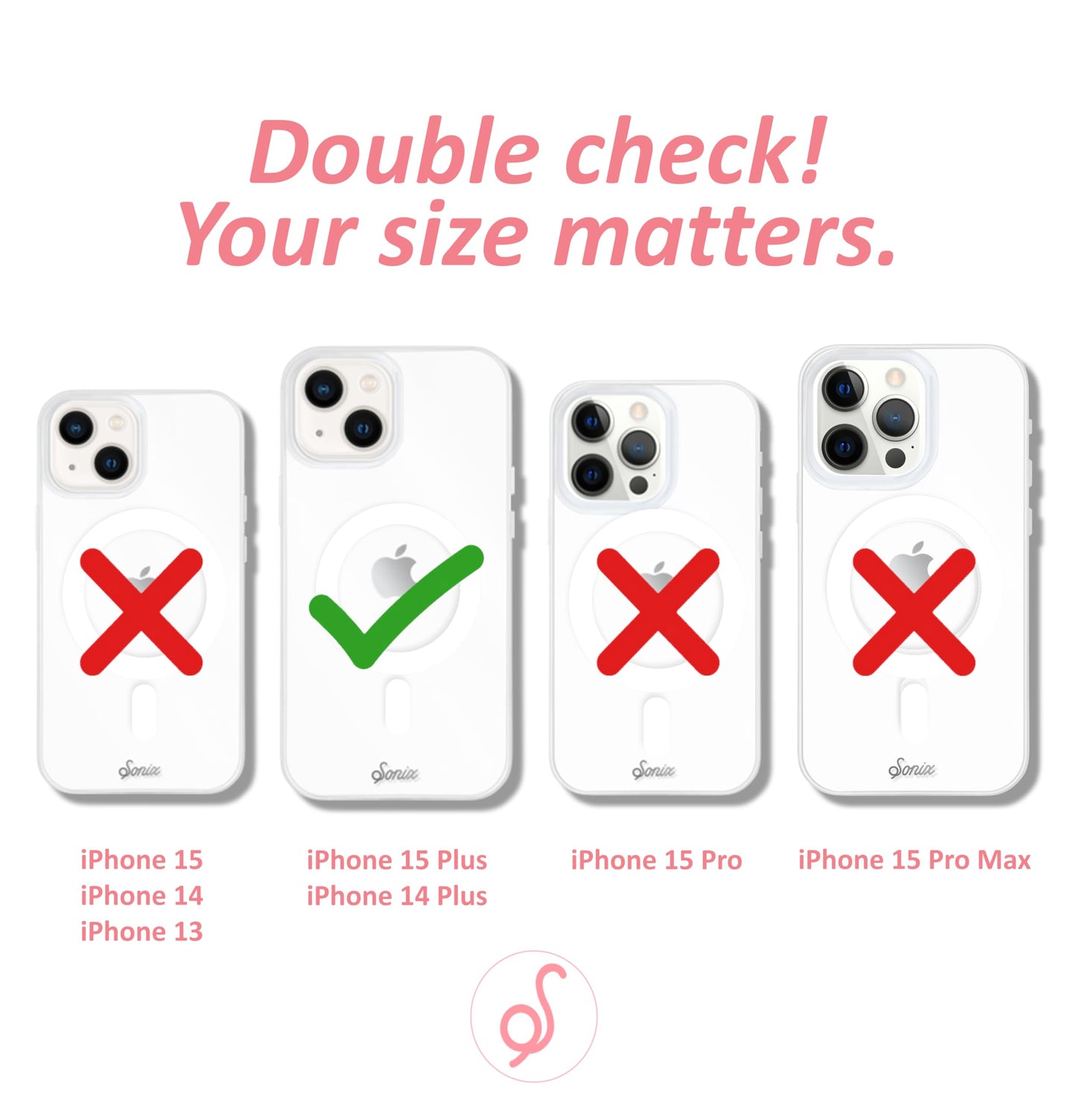 Sonix Case for iPhone 15 Plus, iPhone 14 Plus | Compatible with MagSafe | 10ft Drop Tested | Checkered | Checkmate Pink